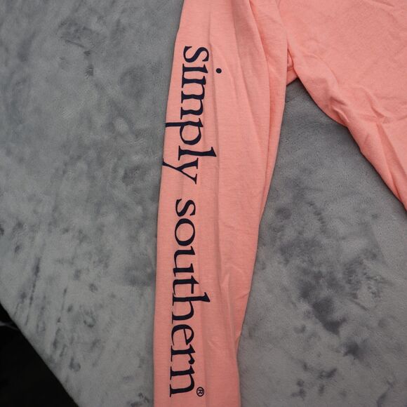 Simply Southern Shirt Womens Small Peach Seas The Day Beach Long Sleeve Fish Tee - Picture 11 of 16